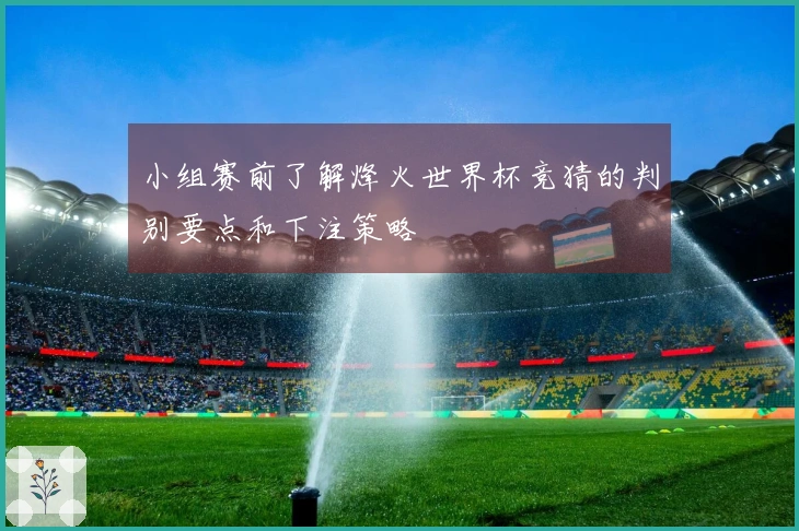 小组赛前了解烽火世界杯竞猜的判别要点和下注策略